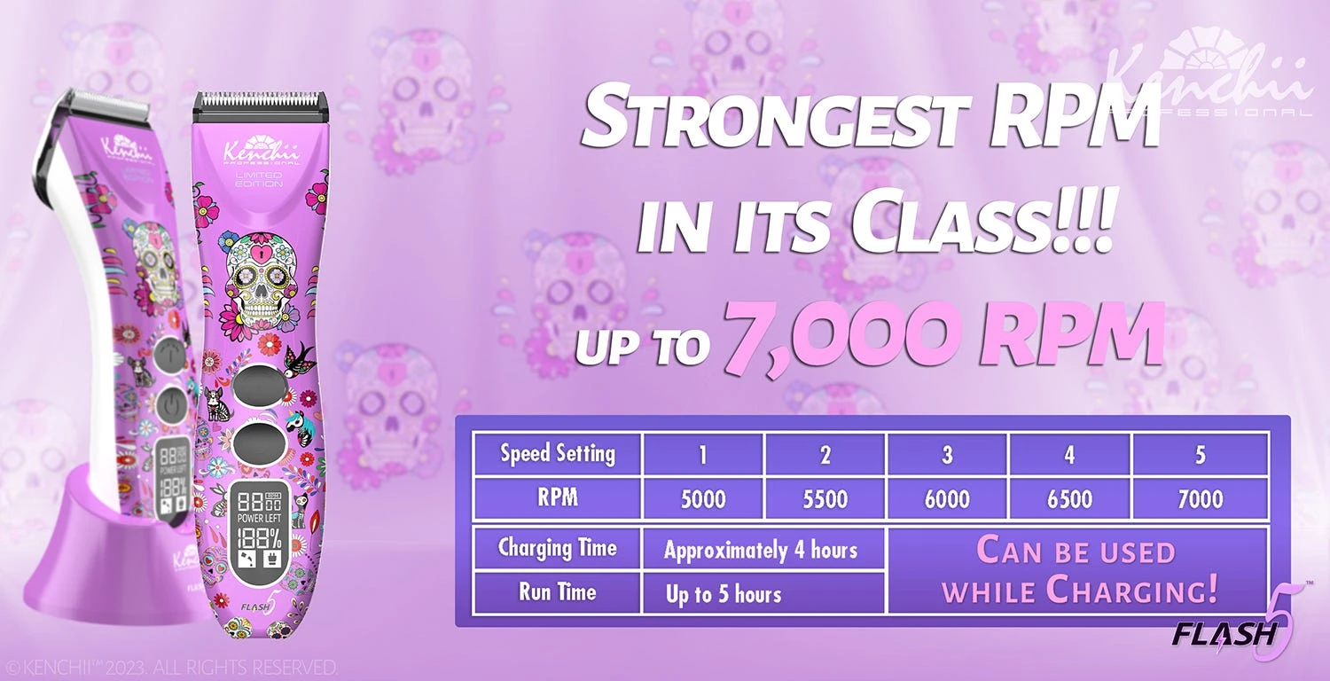 Kenchii Flash5 5-in-1 Digital Cordless Clipper Purple Dogs Edition 11 Kenchii Flash5 5-in-1 Digital Cordless Clipper Purple Dogs Edition - Image 9